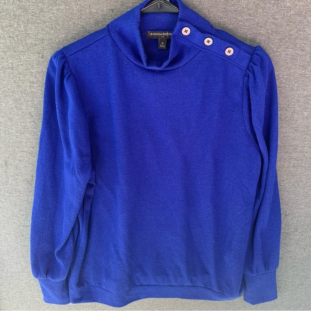 Banana Republic Royal Blue Button Shoulder Pullover Sweater Women’s Medium